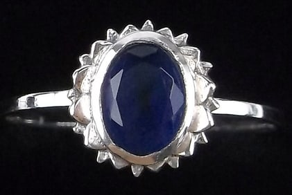 New Sterling Silver Blue Chalcedony Sun Ring 7