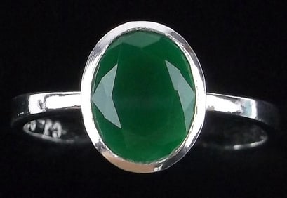 New Sterling Silver Green Chalcedony Ring 7.5