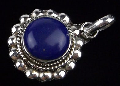 New Sterling Silver Bali Lapis Sun Pendant