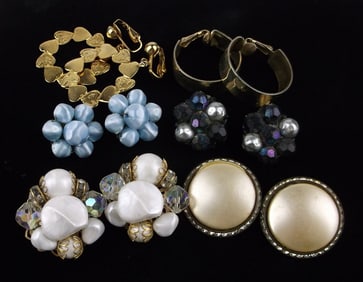 6 Gorgeous Vintage 1950s-70s Earrings Sets Lot