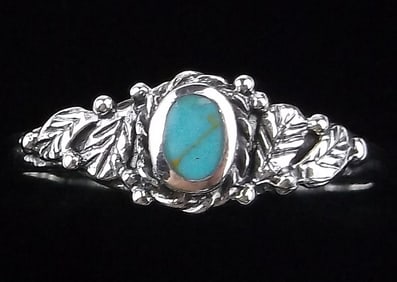 New Sterling Silver Turquoise Feather Ring 7