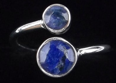 New Sterling Silver .50cttw Sapphire Ring Adjustable 6-8
