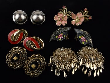 6 Gorgeous Vintage 1950s-80s Earrings Sets Lot