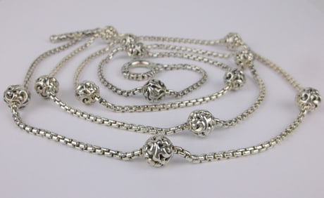 Mint Vint Thick Heavy Sterling Silver Ball Chain Necklace 38"