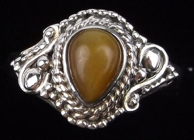 New Bali Sterling Silver Tigers Eye Ring 6.5