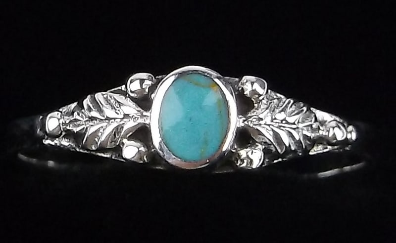 New Sterling Silver Turquoise Feather Ring 6.75 (1 of 2)