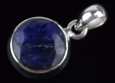 New Sterling Silver 3ct Sapphire Pendant