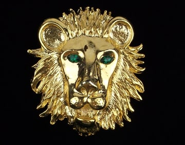 Stunning Vintage Rhinestone Lion Brooch
