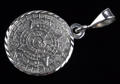 Mint Vint Thick Taxco Sterling Silver Mayan Calendar Pendant