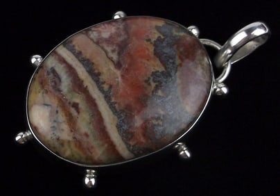 Mint Vintage Taxco Sterling Silver Picture Jasper Pendant