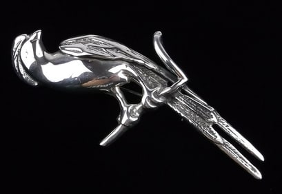 Stunning 1930s Art Deco Sterling Silver Bird of Paradise Brooch