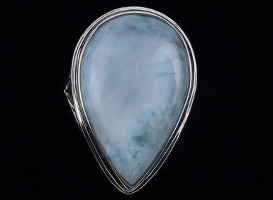 New Big Thick Sterling Silver Larimar Ring Size 8 Southwestern