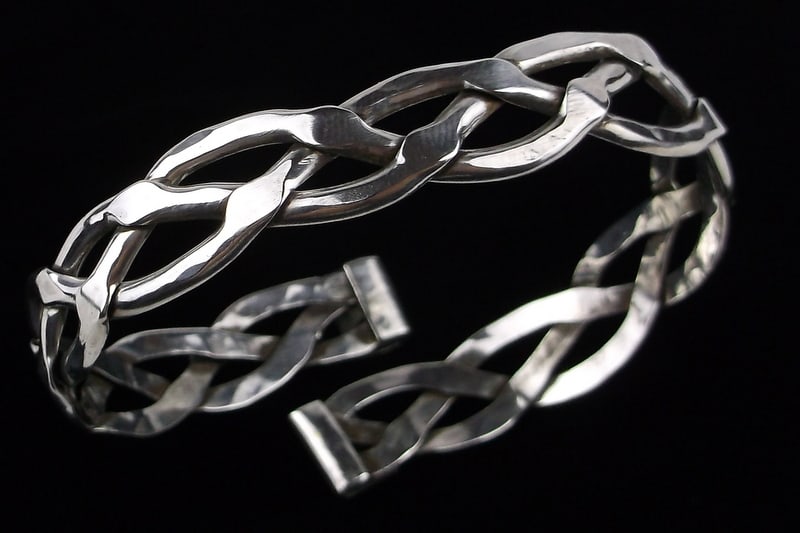 Big Thick Vint Taxco Sterling Silver Wrap Bracelet 6-10" Fit (1 of 4)