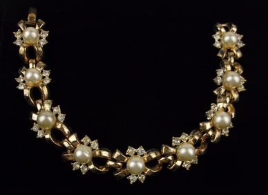 Stunning Vint 1950s Crown Trifari Rhinestone Bracelet 7"