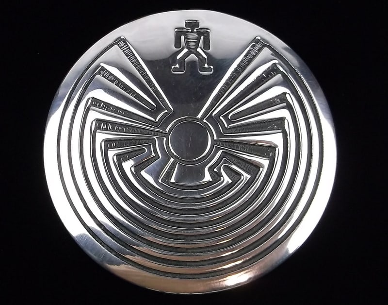 Big Mint Vint Zuni Sterling Silver Man In Maze Brooch (1 of 3)