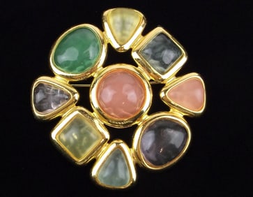 Mint Vintage Big Joan Rivers Jelly Belly Rhinestone Brooch