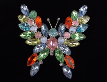 Mint Big Vint Kenneth Jay Lane Rhinestone Butterfly Brooch