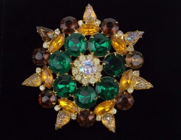 Huge Stunning Vint 1960s Juliana Rhinestone Star Brooch MOD