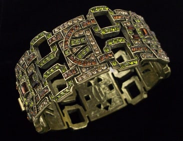 New Big Boxed Heidi Daus Rhinestone Hinged Bracelet 7.5"
