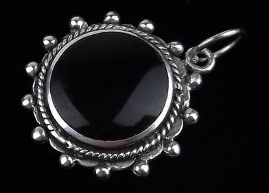 Mint Vintage Sterling Silver Onyx Pendant