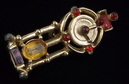 Stunning Vintage 1950s Coro Craft Rhinestone Clock Brooch