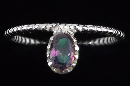 New Sterling Silver Rainbow Topaz Ring 8