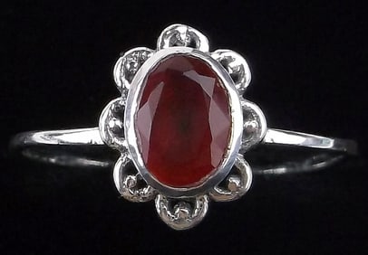 New Bali Sterling Silver Red Tourmaline Ring 8