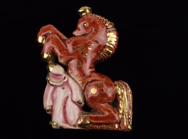 Mint Vintage 1960s French Porcelain Horse Clown Brooch