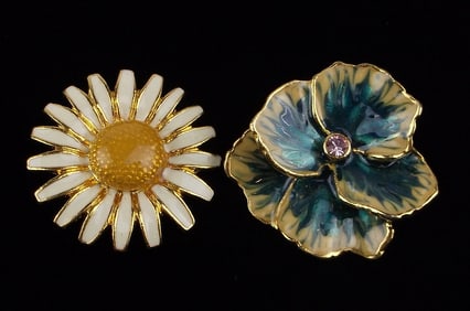 2 New Vint Enameled Rhinestone Joan Rivers Button Covers