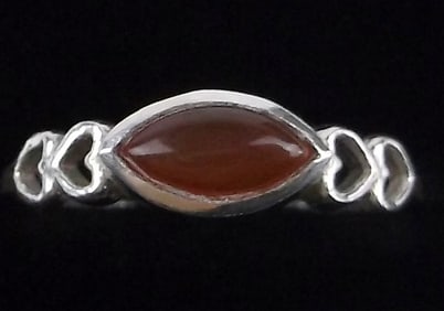 New Sterling Silver Red Chalcedony Ring 6