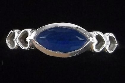 New Sterling Silver Blue Chalcedony Heart Ring 7