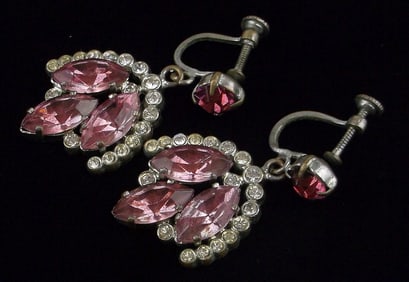 Gorgeous Vintage 1930s Czech Glass Drop Earrings Art Deco