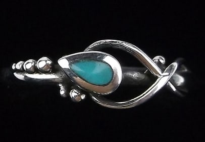 New Bali Sterling Silver Turquoise Ring 6.75