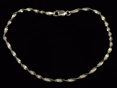 Mint Vint Italian Gold over Sterling Helix Chain Bracelet 8.25"