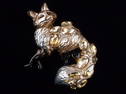 Mint Enameled Rhinestone Golden Fox Brooch