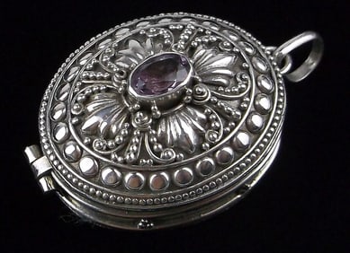 Mint Vint Bali Sterling Silver Amethyst Poison Locket Pendant