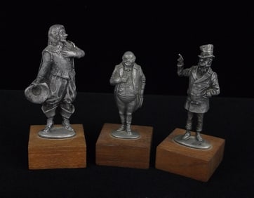 Rare Mint 1970s Pewter Fancy Cyrano Micawber Pickwick Figures