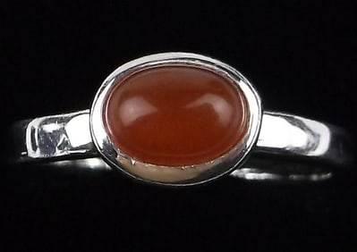 New Sterling Silver Orange Calcite Ring 7