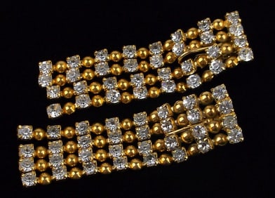 New Vintage 1960s Vogue Jewelry Rhinestone Sway Earrings