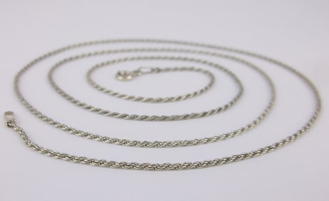Stunning Vint Italian Sterling Silver Rope Chain Necklace 24.5"
