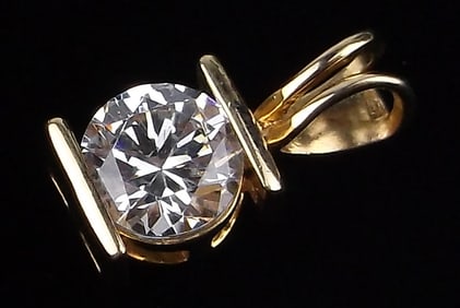 New Gold Over Sterling 1ct CZ Pendant
