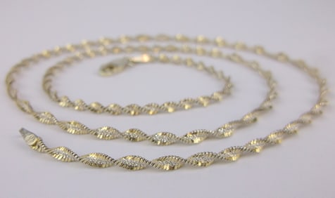 Stunning Vint Gold Over Sterling Helix Chain Necklace 18"