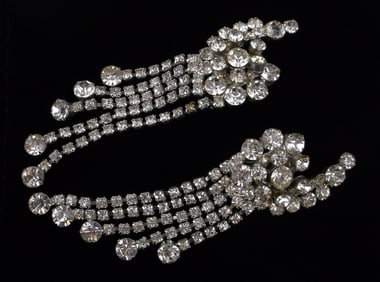 Big Stunning Vintage 1950s Rhinestone Drop Earrings