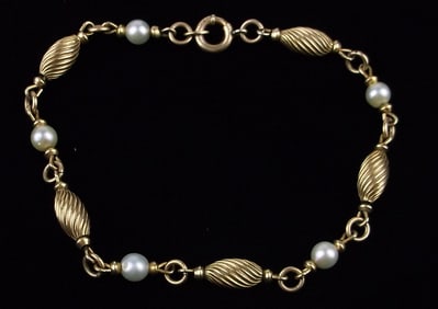 Mint Vintage 1950s 12kt GF Pearl Bracelet 7.25"