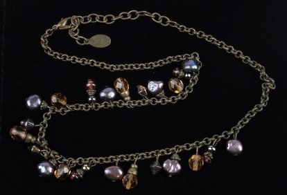 Mint Vintage Robert Rose Pearl Garnet Necklace 16.5"