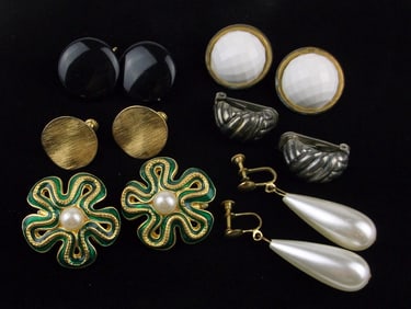 6 Gorgeous Vintage 1950s-70s Earrings Sets Lot