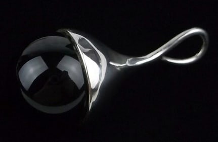 Mint Big Vintage Sterling Silver Onyx Ball Pendant