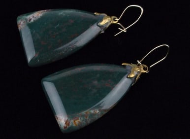 Stunning Vintage 1960s Healing Moss Agate Drop Earrings