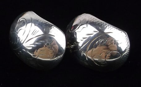 Stunning Vintage Sterling Silver Ornate Earrings