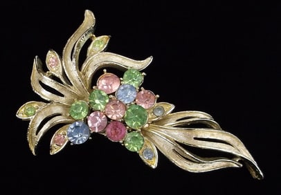 Stunning Vintage 1960s Coro Craft Rhinestone Brooch